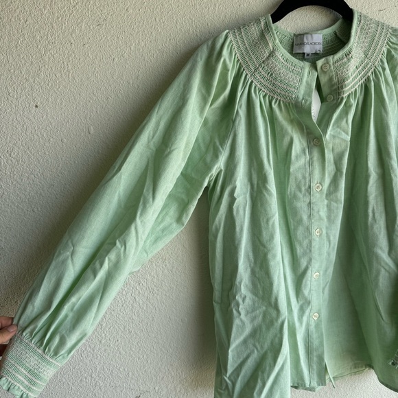 NWT Maria de la Orden Light Green Button Front Top Blouse - Picture 7 of 7